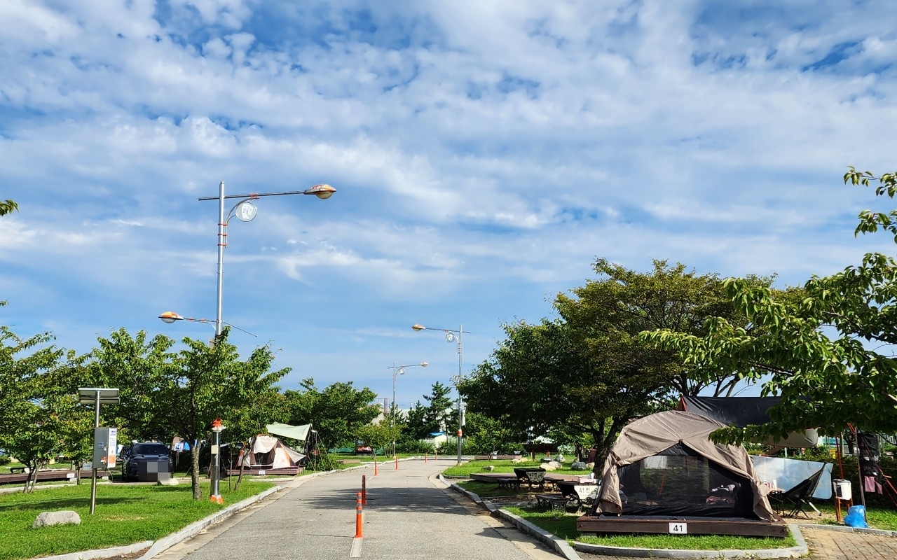 캠핑장 테크 전경