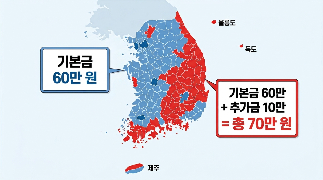 수도권과 비수도권 인구감소지역 고유가 지원금 지급 금액 차이 도표