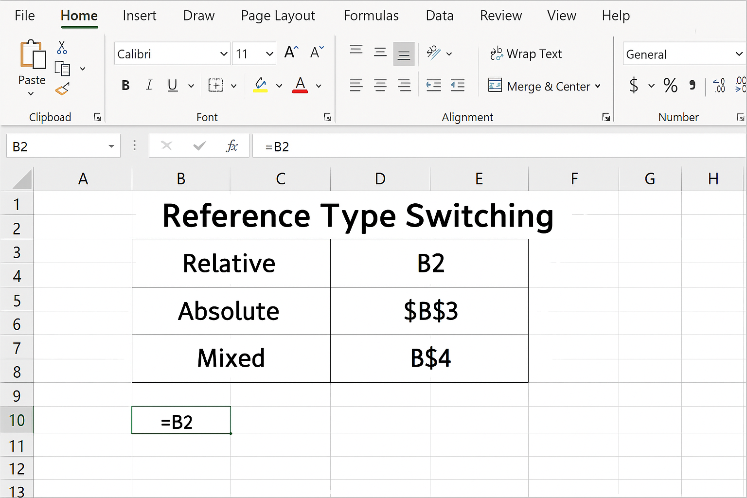 참조 방식 전환 단축키 활용 관련 사진