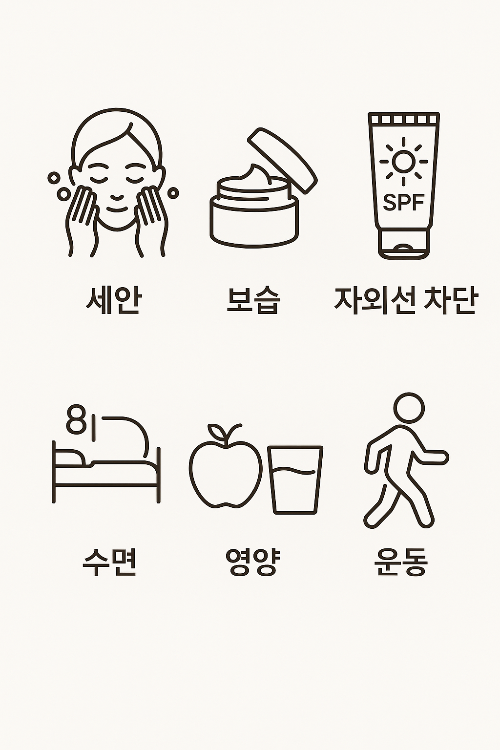 피부 나이 10년 젊게! 6가지 생활 습관으로 완성하는 동안 피부 비결