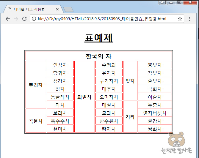 테이블 연습