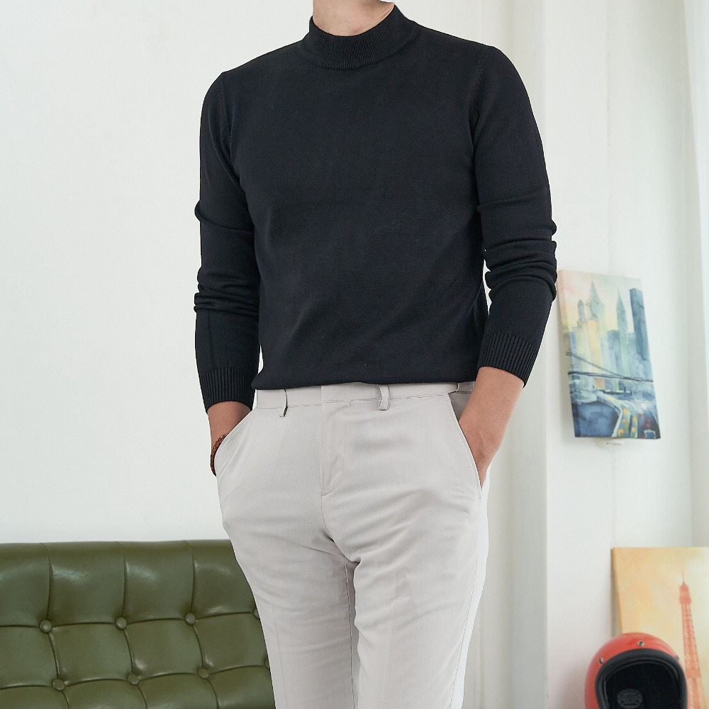 남자 반폴라니트 하프넥 목폴라 정장 니트 머슬핏니트