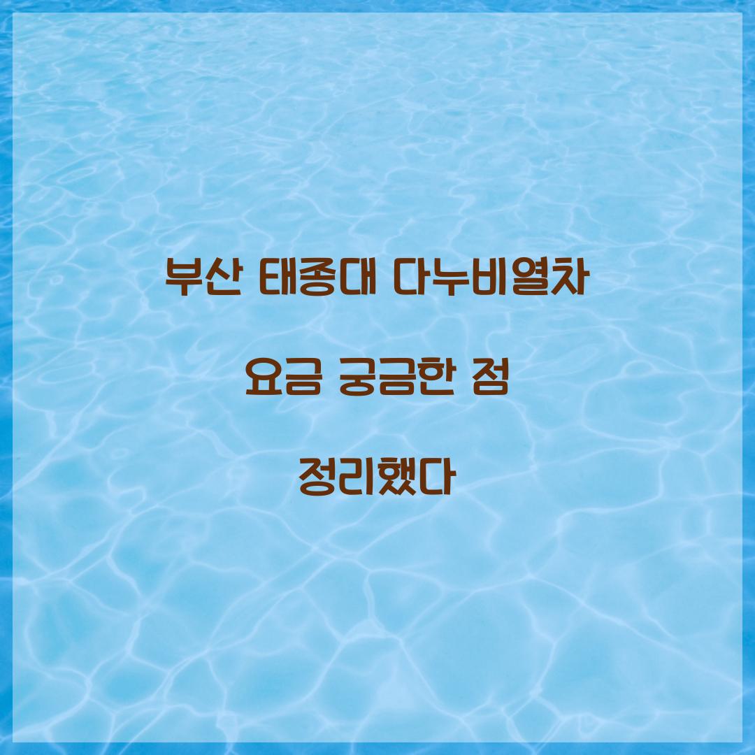 태종대 다누비열차 요금