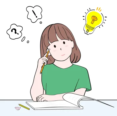 영어 공부하면서, 궁금한 점이 해결된 여학생