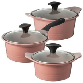 코멧 키친 세라믹 냄비 3종 세트&#44; 로즈골드&#44; 양수 냄비 16cm + 편수 냄비 18cm + 양수 냄비 20cm