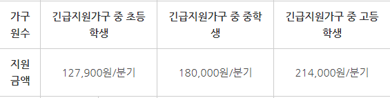 긴급복지생계지원금 교육지원