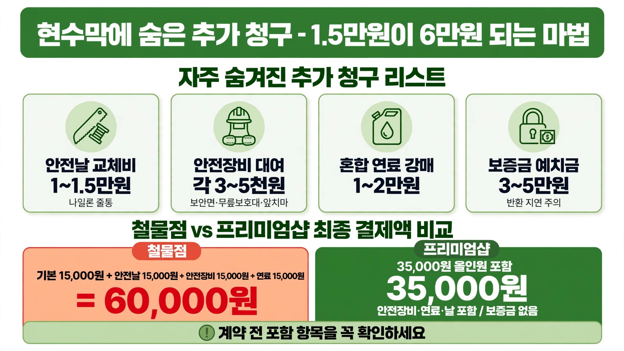 벌초대행 가격 현수막 숨은 추가 청구 안전날 안전장비 연료 보증금 철물점 60000원 프리미엄 35000원