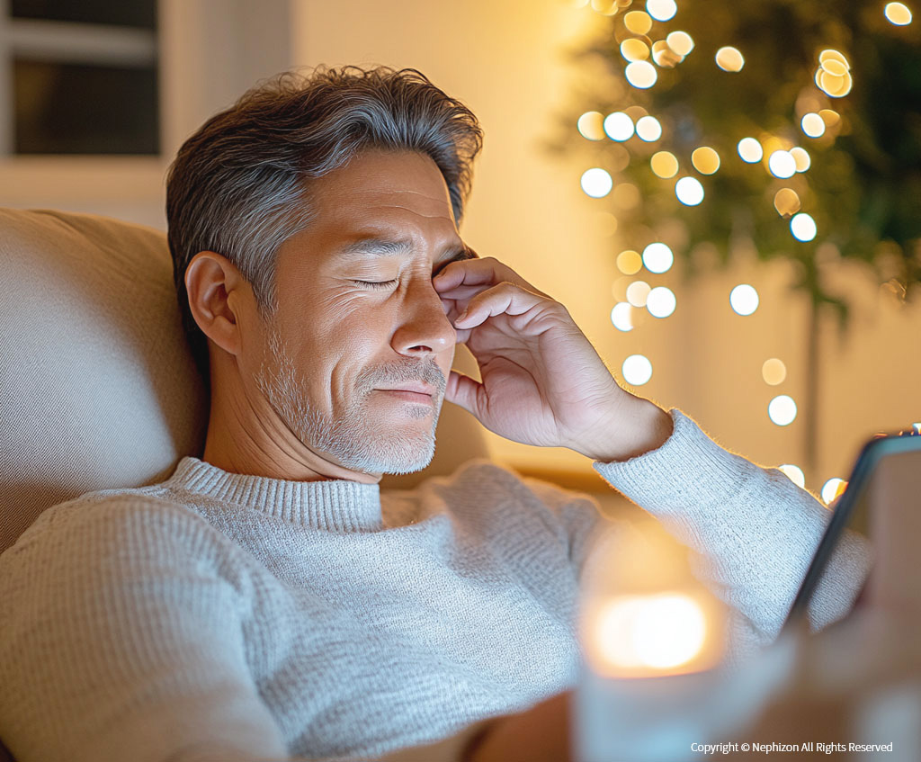 늦은 밤 어두운 불빛 아래 독서