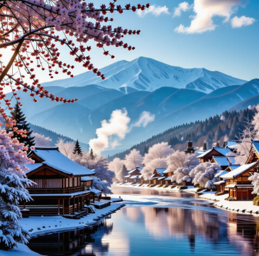 일본 겨울 풍경에대한 사진