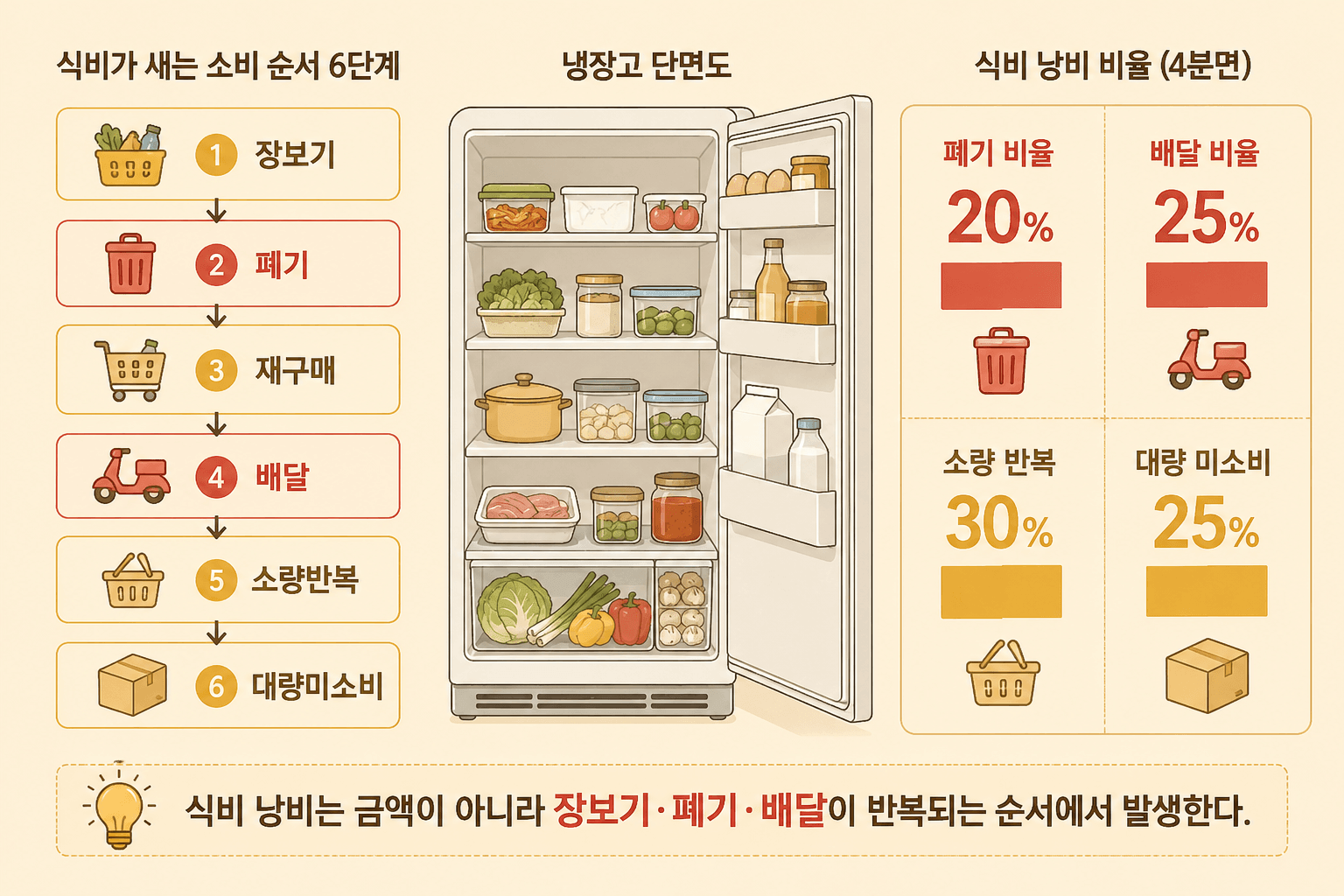 식비가 새는 집의 반복 소비 순서 순환도