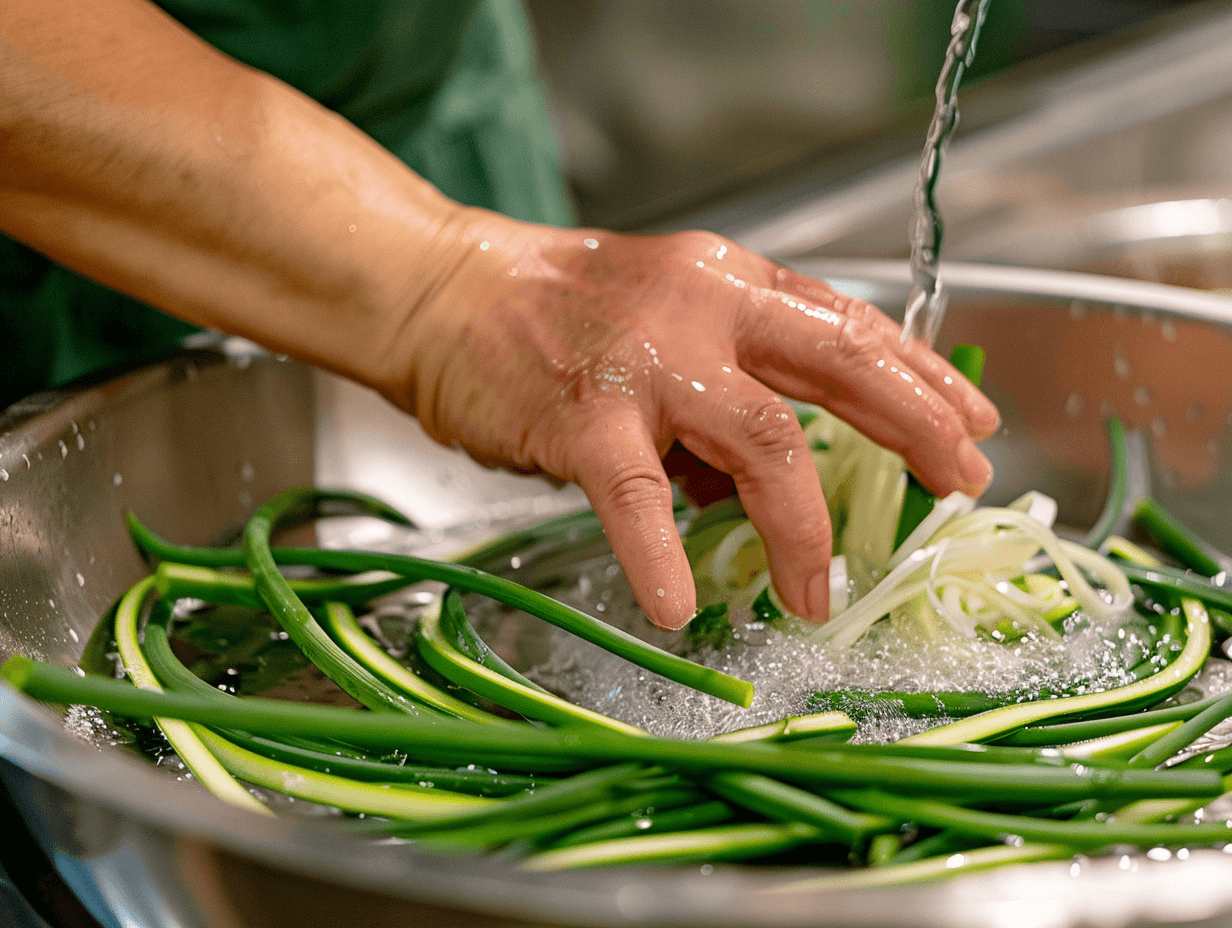 마늘쫑을-손질하는-모습