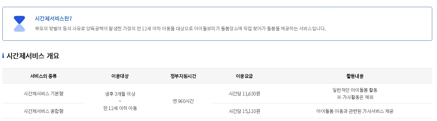 아이돌봄서비스 이용요금