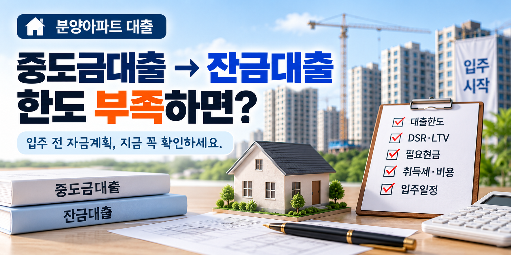 분양아파트 중도금대출에서 잔금대출 전환 시 한도 부족과 입주자금 확인 대표이미지