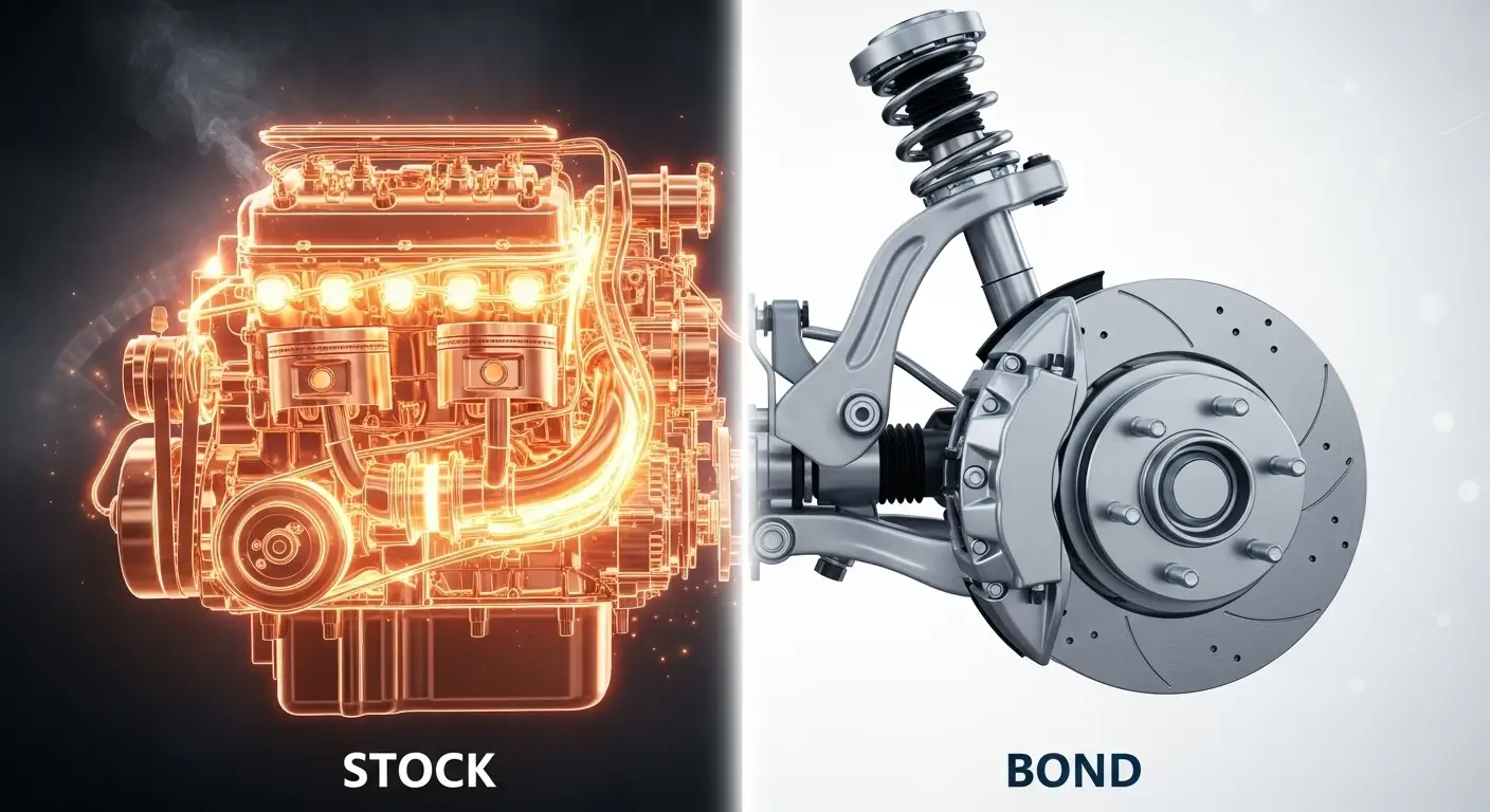 성장을 담당하는 주식(엔진)과 안정을 담당하는 채권(브레이크)의 조화
