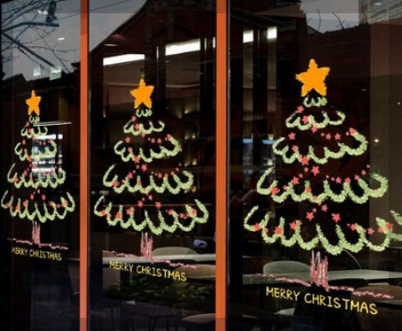 최화정 크리스마스 트리 스티커 창문 정전기 시트지