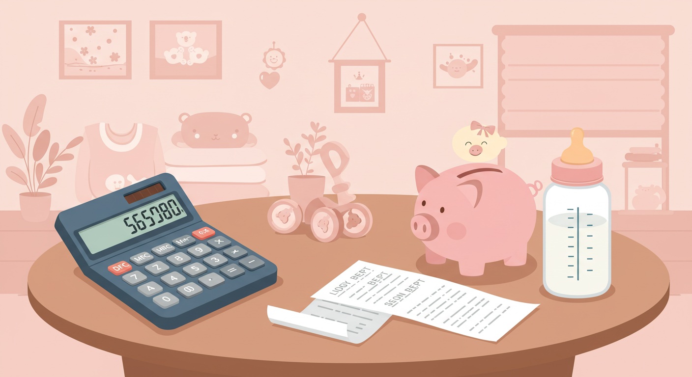 아기와 함께 금융 계획을 세우는 부모