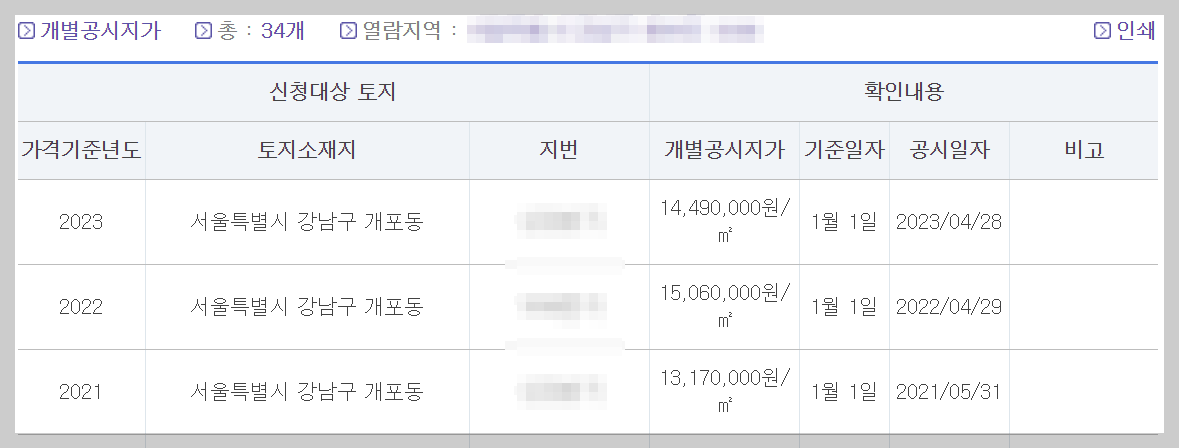 공시지가 조회 사이트