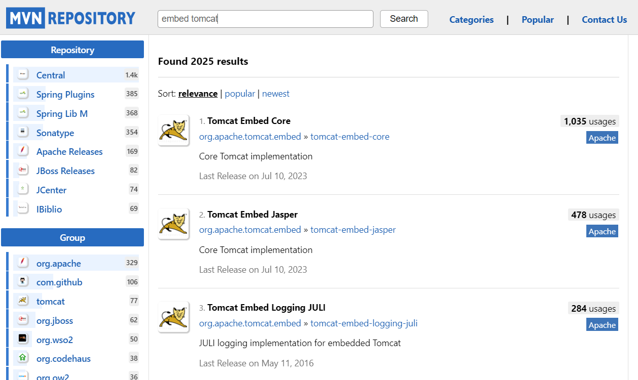 의존성 코드 검색 사이트