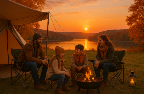 가을 가족 캠핑 관련 사진
