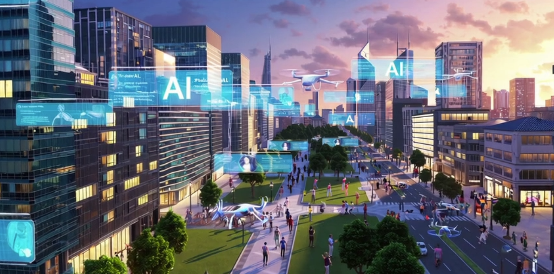 AI가 만든 미래 도시의 일상 관련 사진