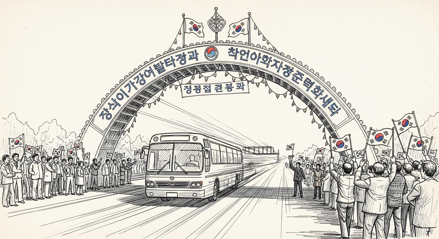 1970년 경부고속도로 개통식과 기념 아치