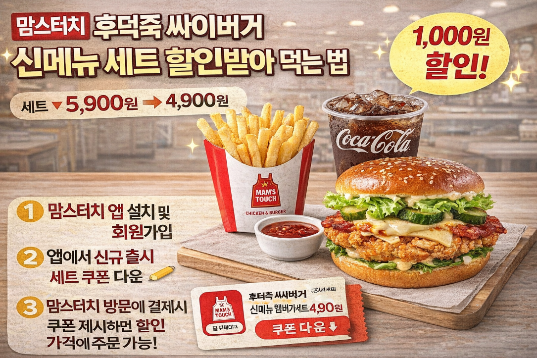 맘스터치 후덕죽 싸이버거 세트 최저가로 먹는 법