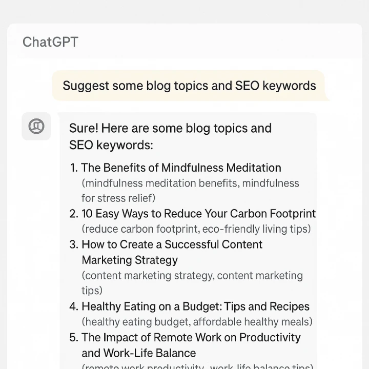 ChatGPT์๊ฒ ๋ธ๋ก๊ทธ ์ฃผ์ ๋ฅผ ์ถ์ฒ๋ฐ๋ ์ธํฐํ์ด์ค ์์