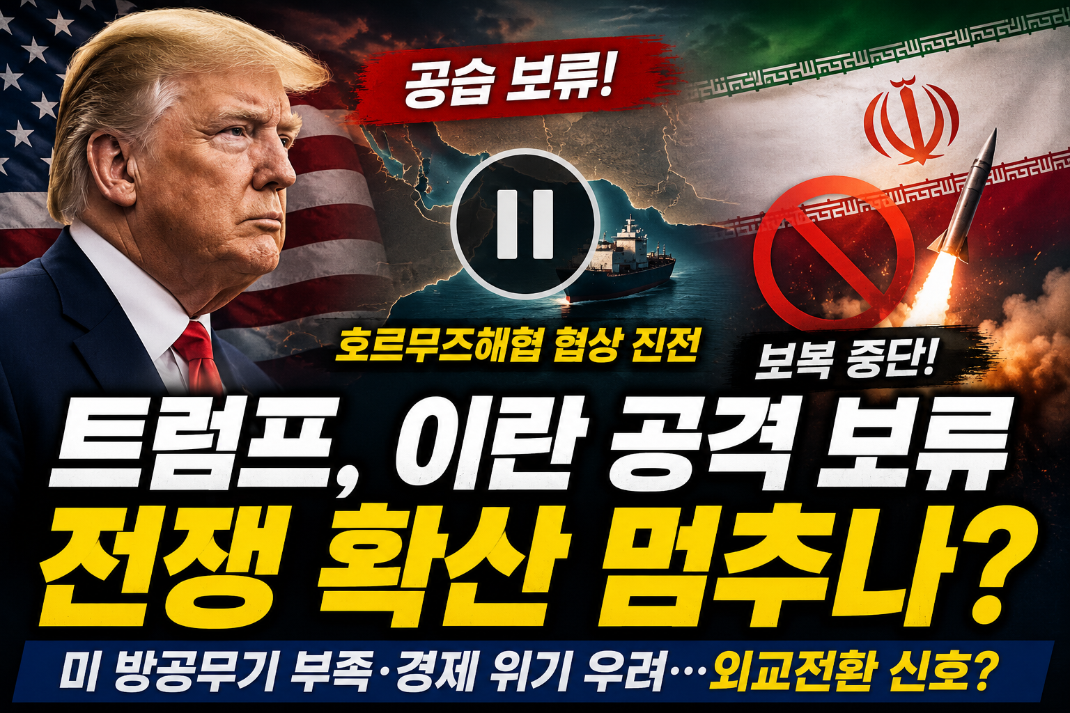 미국 vs 이란 전쟁, 트럼프 공습보류