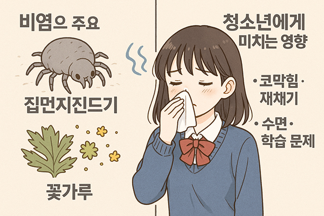 비염의 주요 원인과 청소년에게 미치는 영향에 대한 사진