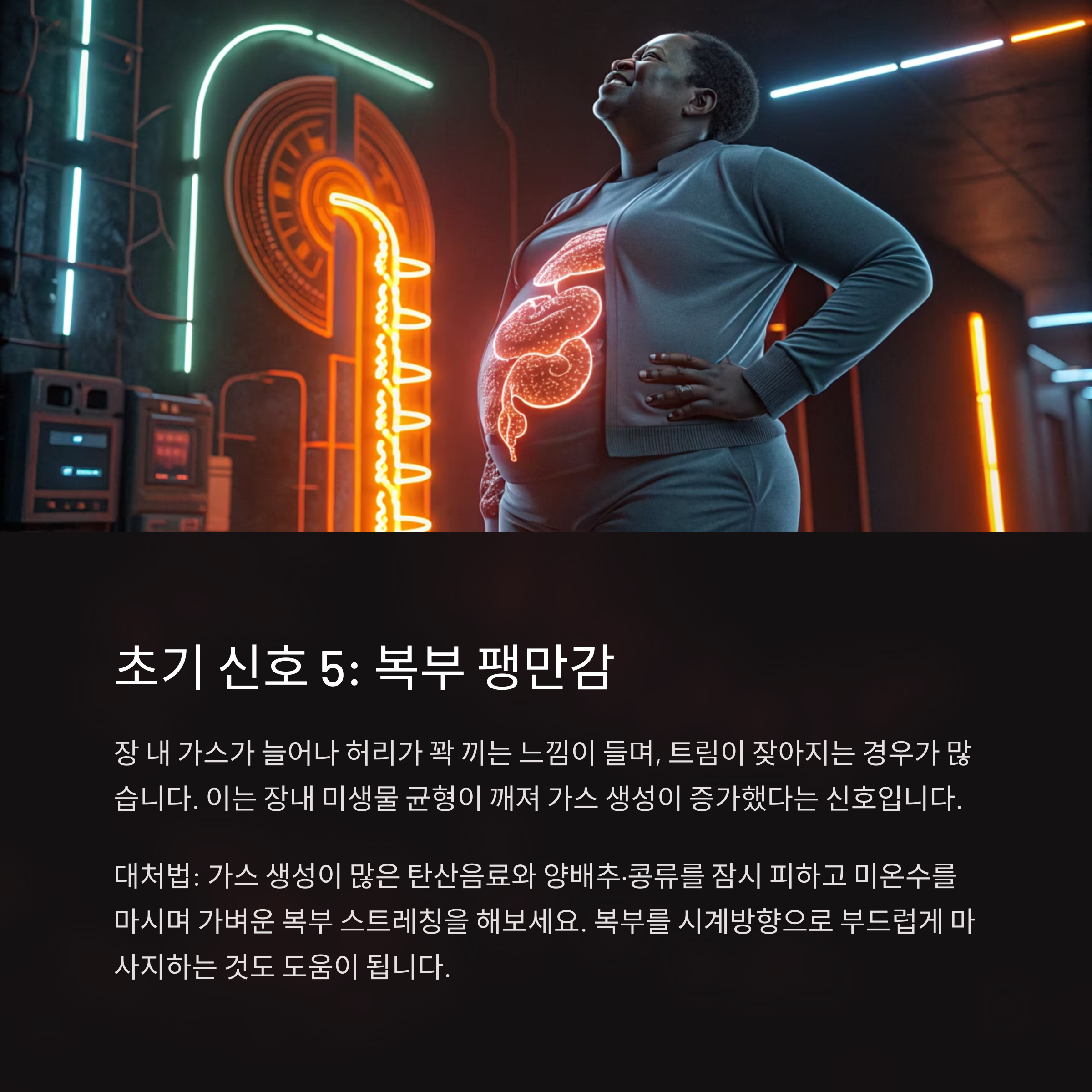 복부 팽만 경고