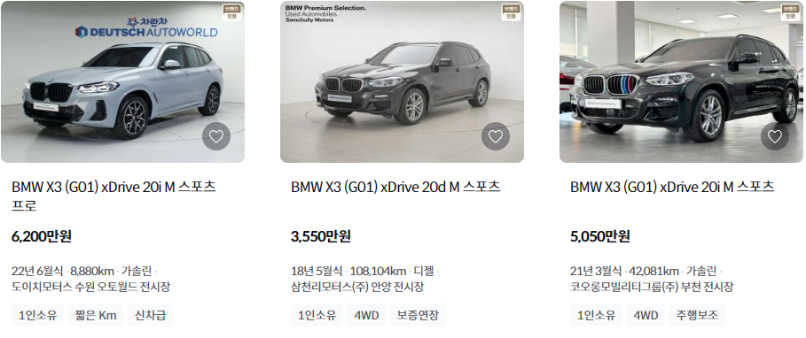 2023 BMW X3 제원 중고 리스
