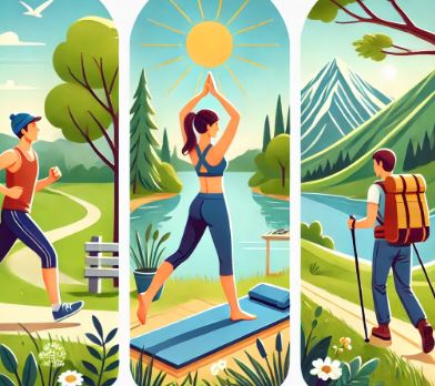 러닝, 필라테스, 하이킹 관련 그림