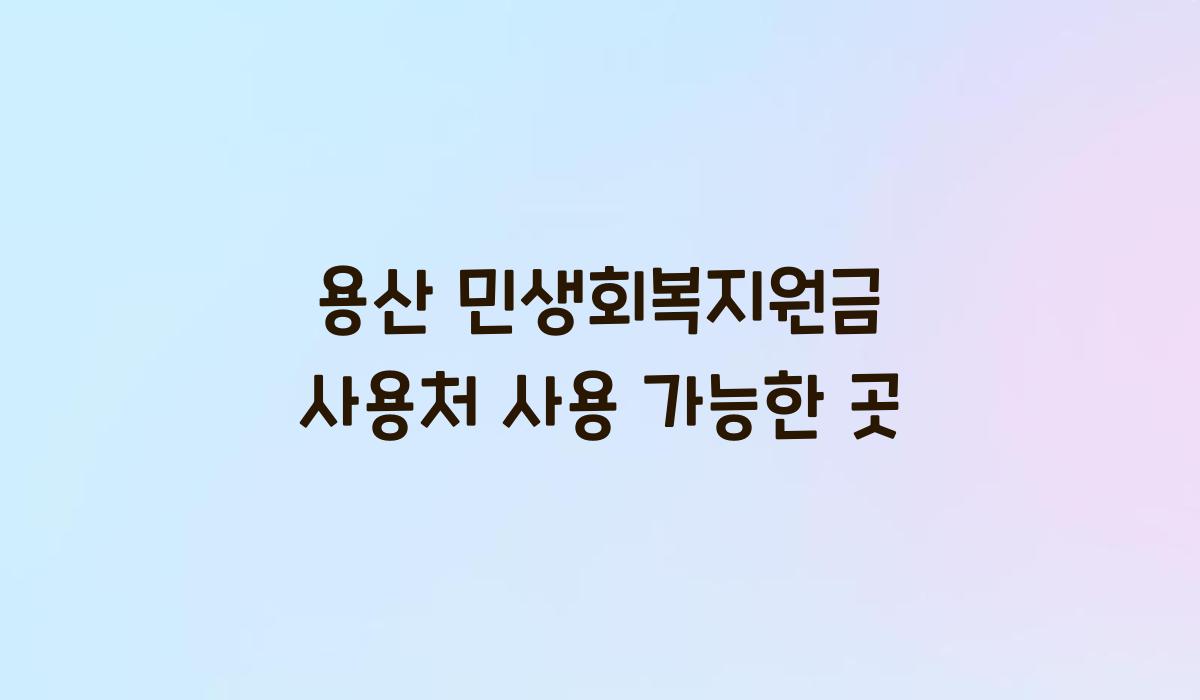 용산 민생회복지원금 사용처 사용 가능한 곳