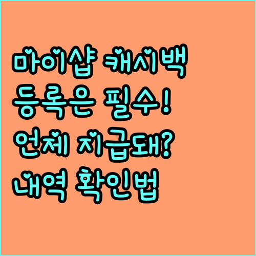 신한 마이샵 캐시백 등록 지급 시기 ..