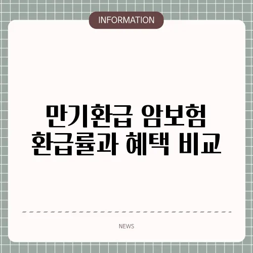 만기환급 암보험 환급률과 혜택 비교