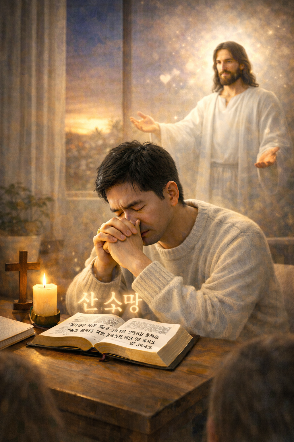 롬 5:5 말씀을 보며&amp;#44; 제가 살아가면서 사라지지 않는 것이 없는데&amp;#44; 오직 주님 안에서의 소망 만이 사라지지 않음을 기억하며 산 소망 되시는 주님&amp;#44; 말씀을 바라보려는 시도를 하는 모습입니다.