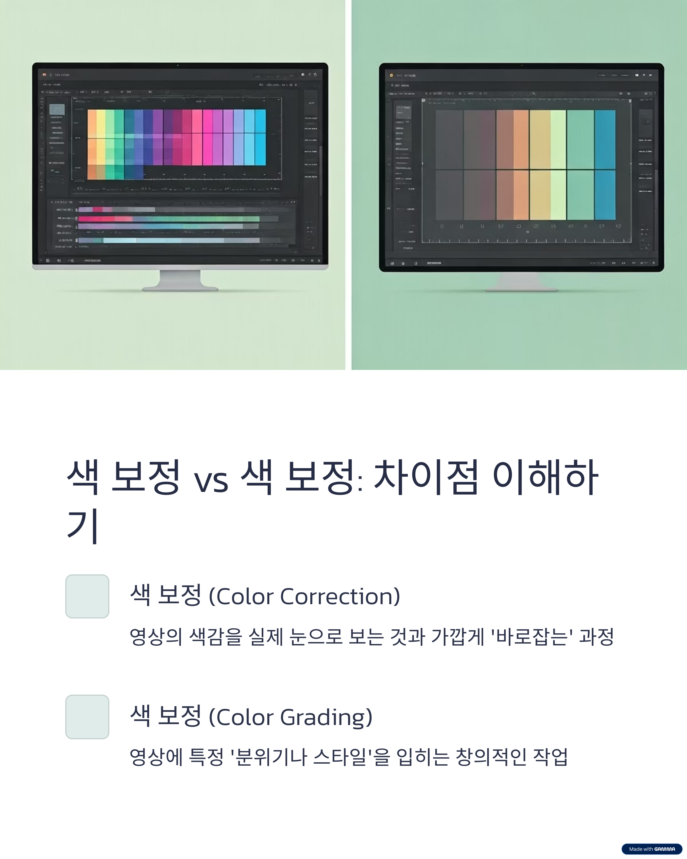 색 보정 (Color Correction) 과 색 보정 (Color Grading) 의 차이점 이해하기