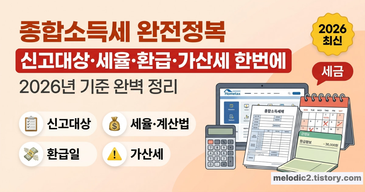 종합소득세 완전정복 신고대상 신고방법 세율 환급 가산세 총정리 2026