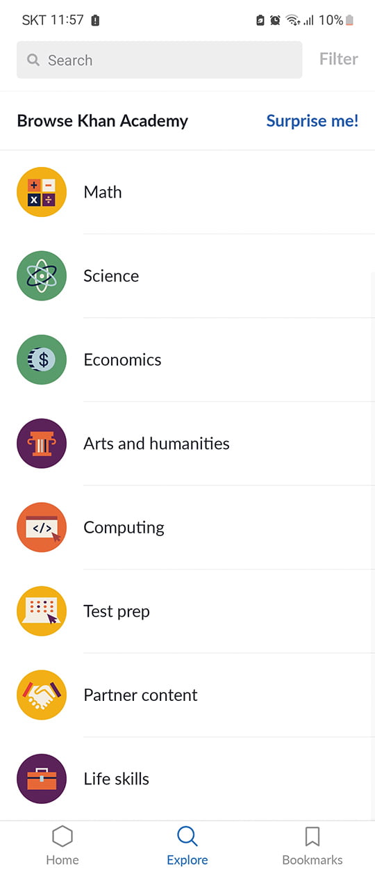 Browse Khan Academy