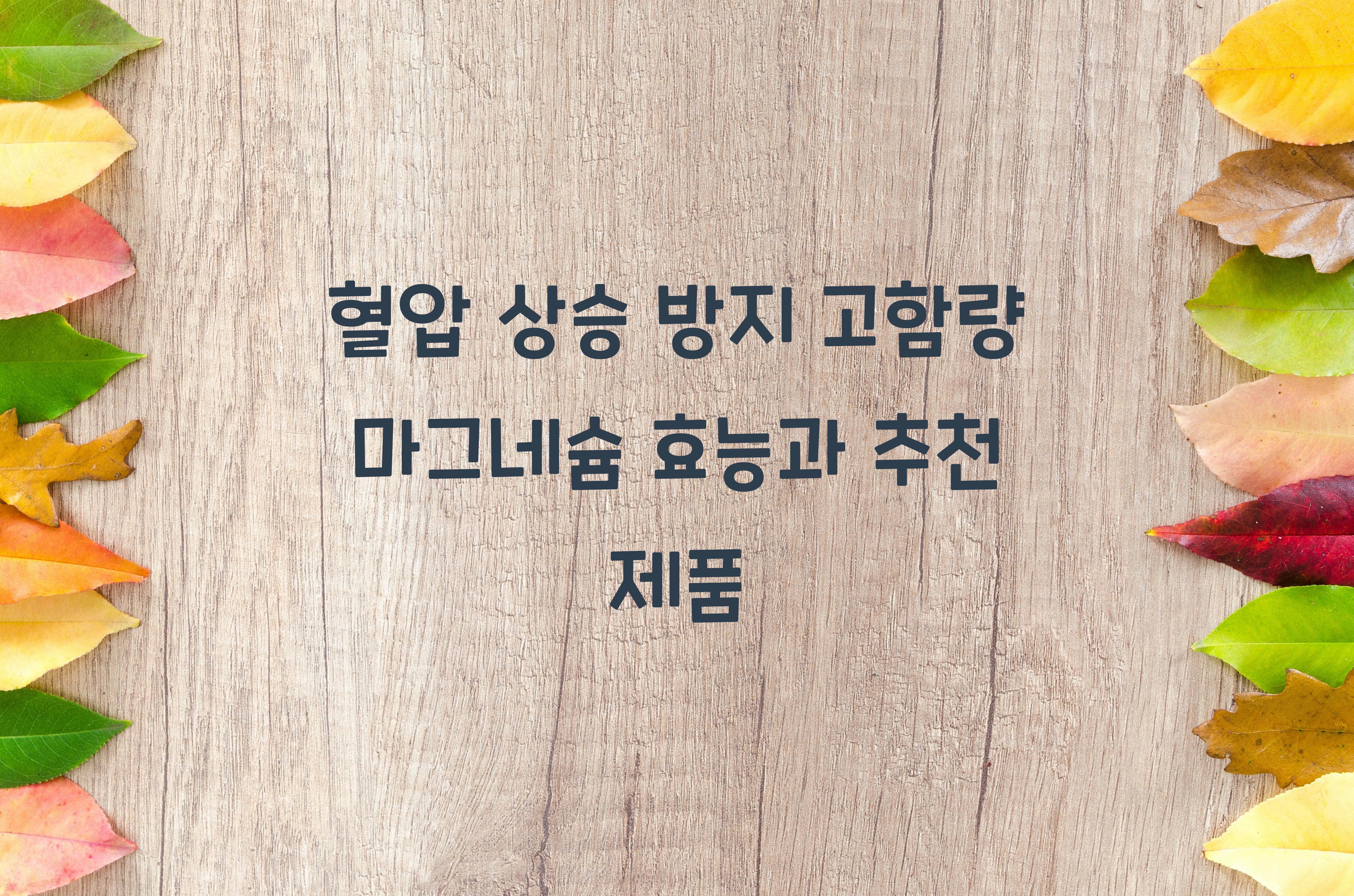 혈압 상승 방지 고함량 마그네슘