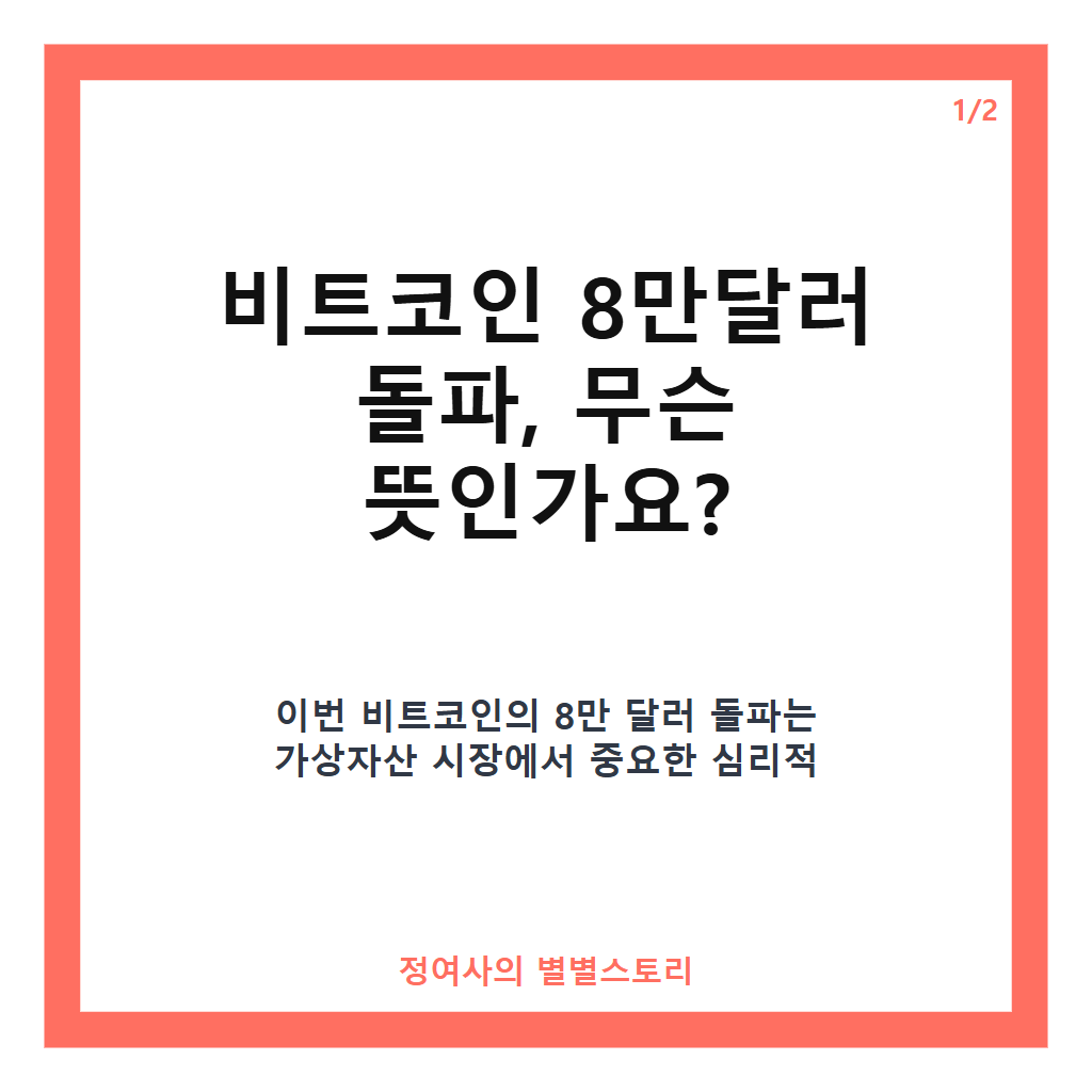 비트코인 8만달러 돌파 의미와 향후 전망: 투자 전략과 주의사항 분석 카드뉴스 1