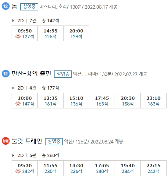 거제 CGV 상영시간표