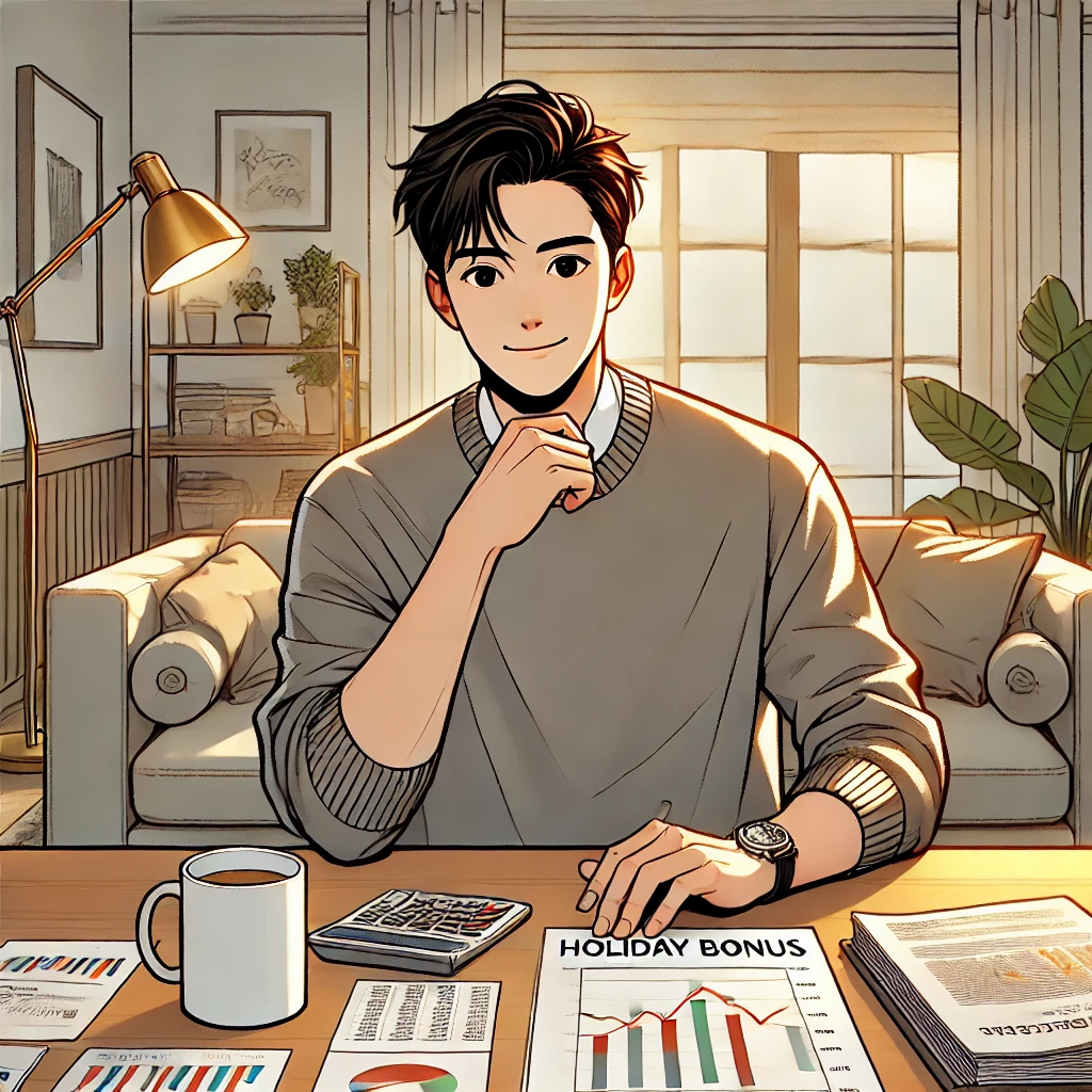 명절상여금으로 투자하는 모습