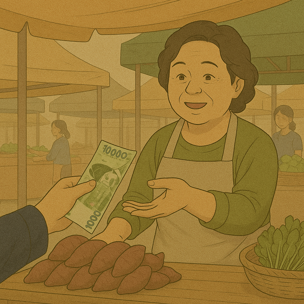 시장이나 가게에서 돈을 받는 꿈