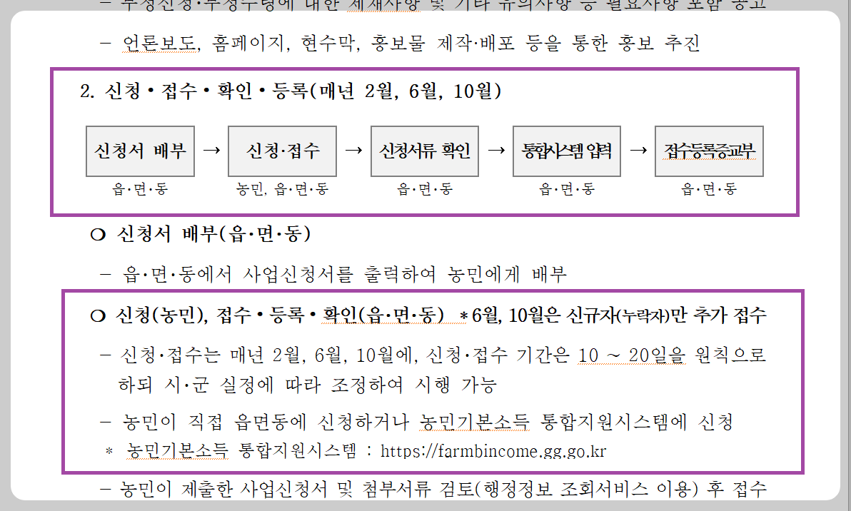 농민기본소득분기별신청