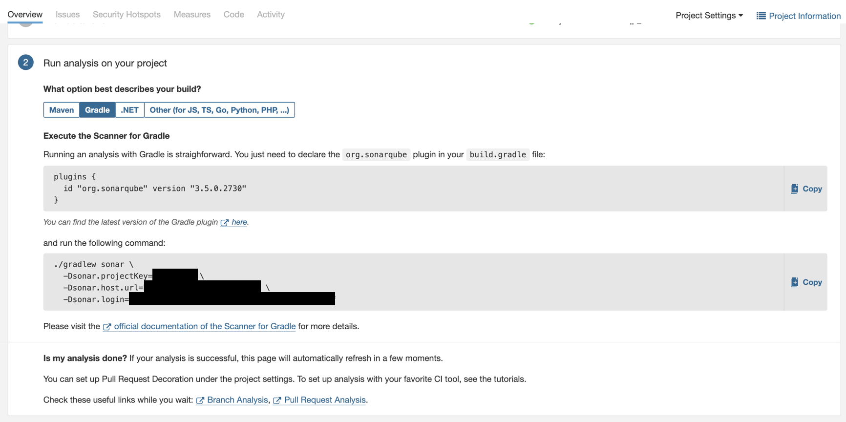 Run analysis on your project