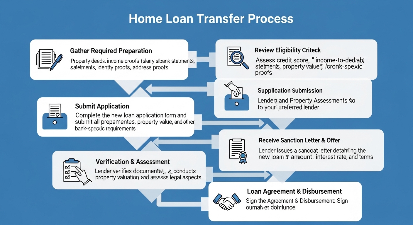 주택담보대출 갈아타기 준비부터 신청, 승인까지 단계별 과정을 보여주는 인포그래픽