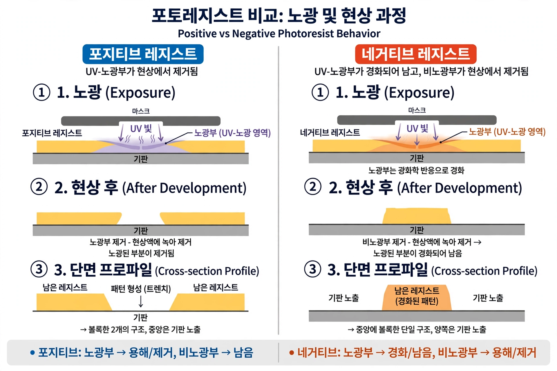 포지티브 vs 네거티브 레지스트