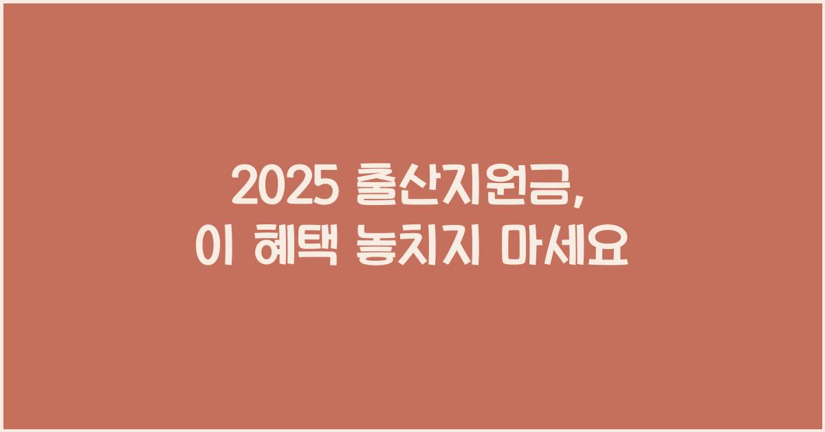 2025 출산지원금