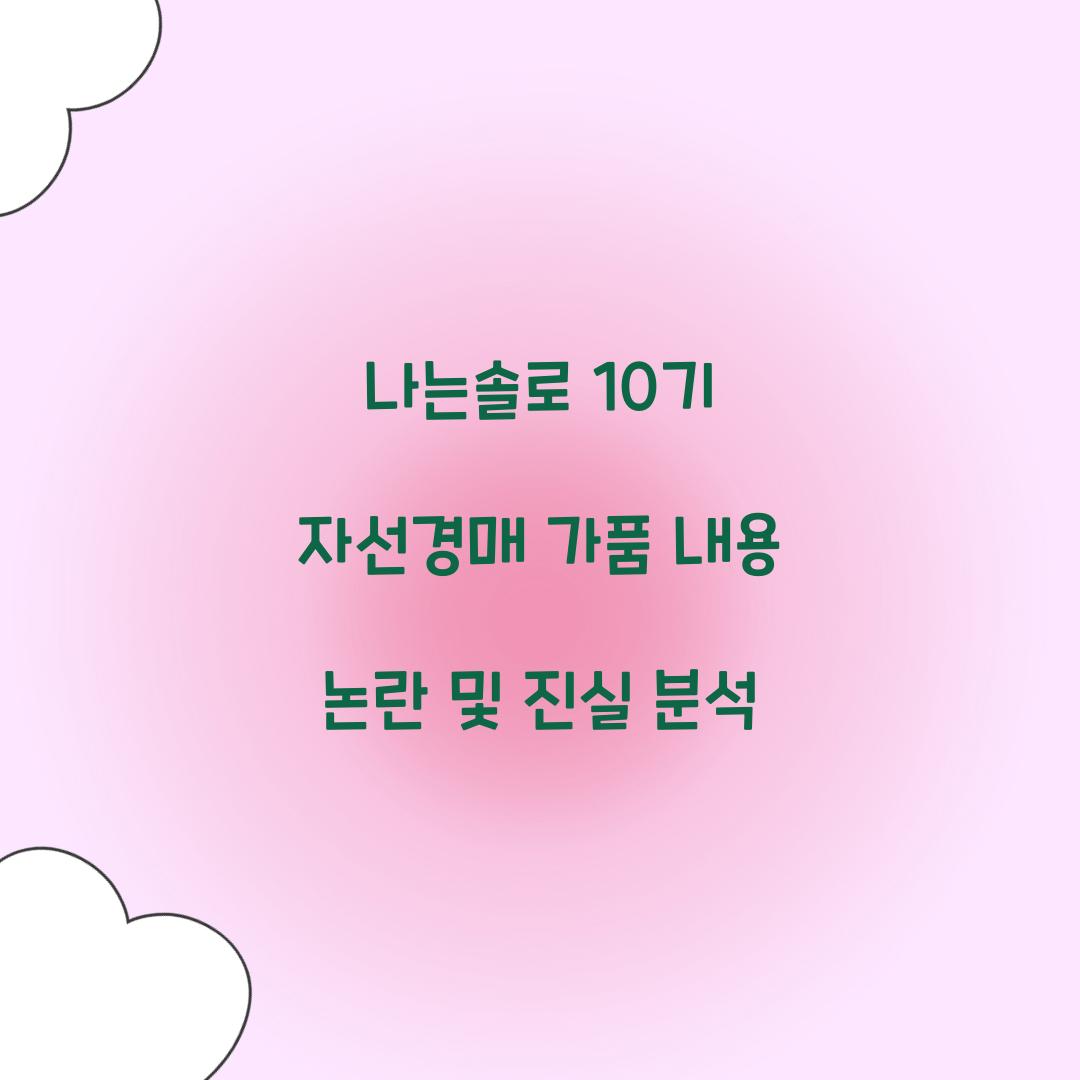 나는솔로 10기 자선경매 가품 내용